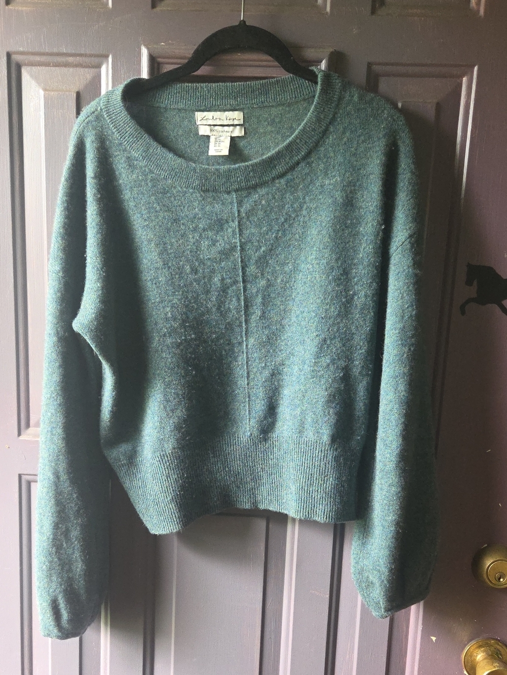 100% Cashmere London Kaye Teal Crewneck Sweater Womens Size XL  Soft And Cozy